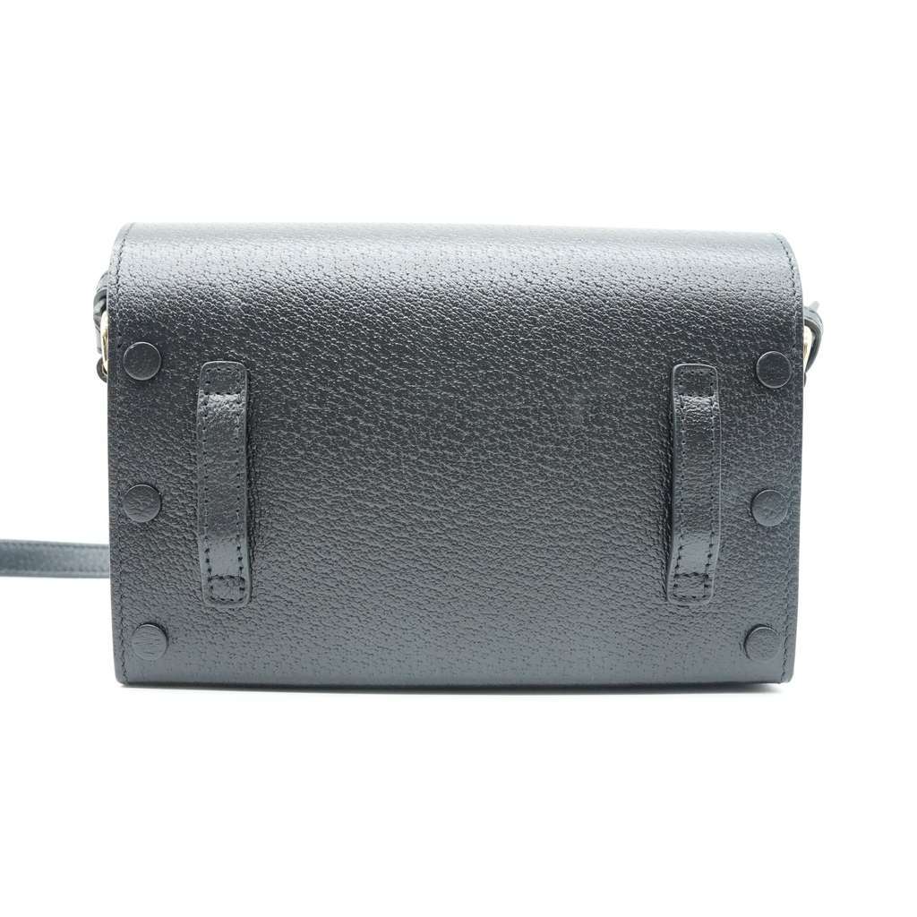 Gucci Horsebit 1995 Flap Shoulder Bag Black Black Leather Good - Model View