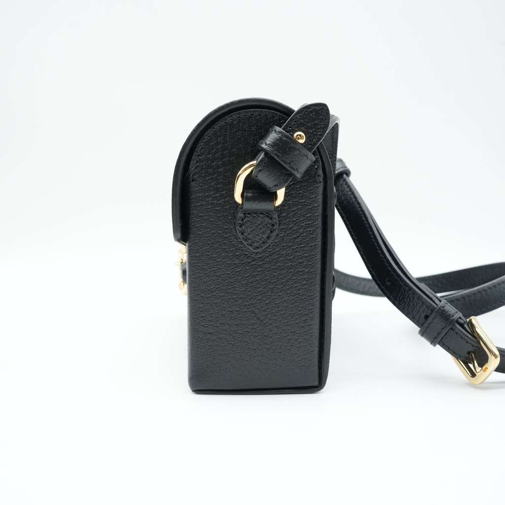 Gucci Horsebit 1995 Flap Shoulder Bag Black Black Leather Good - Box View