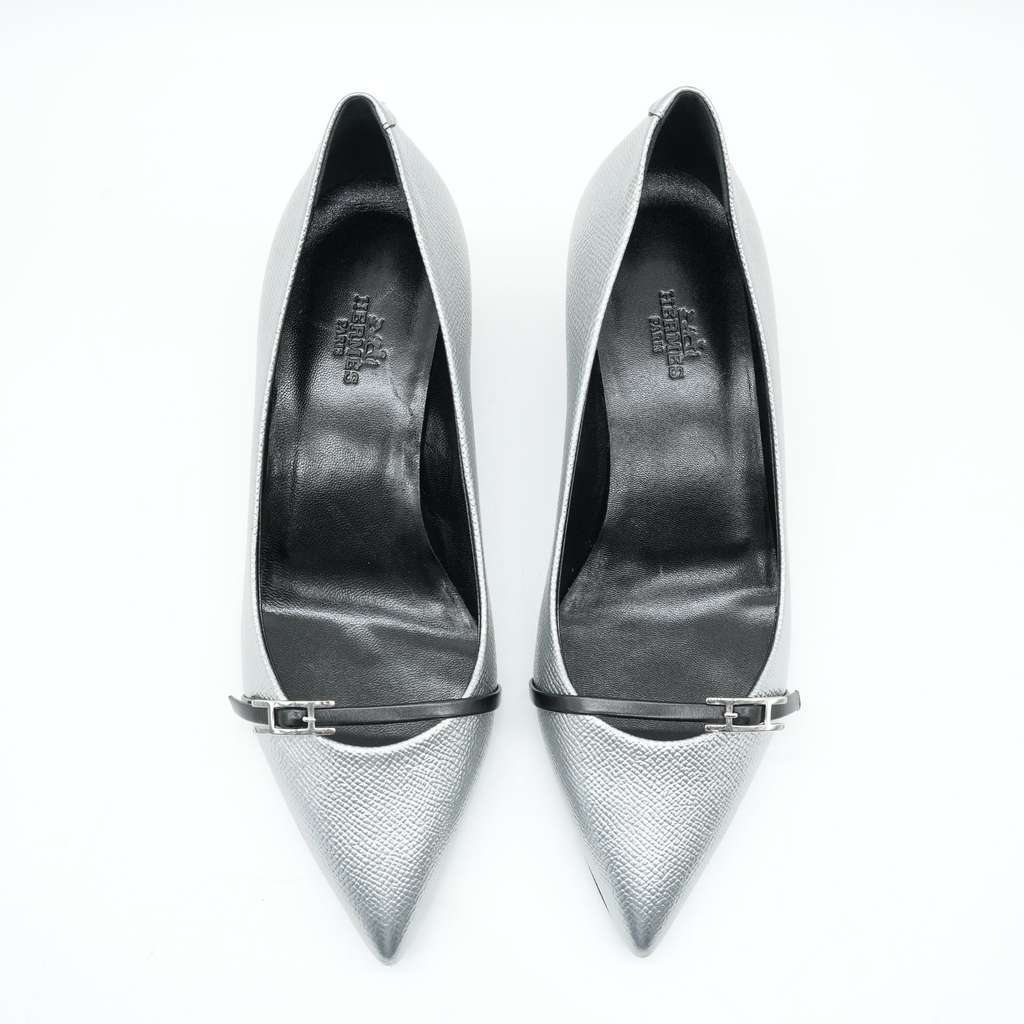 Hermès Ballet Flats Silver Size 36 Silver Leather Good - Back View