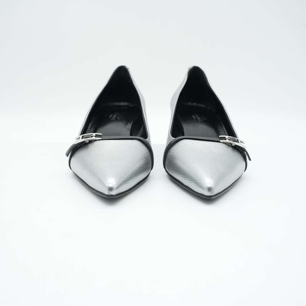 Hermès Ballet Flats Silver Size 36 Silver Leather Good - Inside View