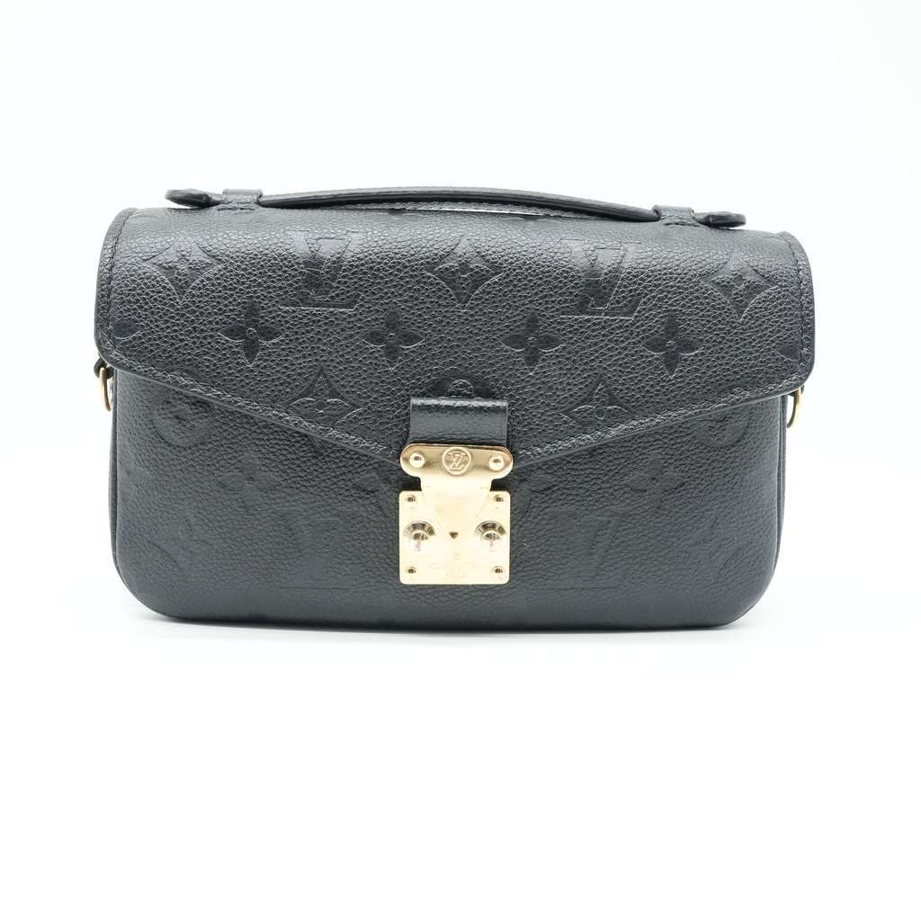 Louis Vuitton Pochette Metis East West Monogram Empreinte Black Bag M46595 Black Good - Front View