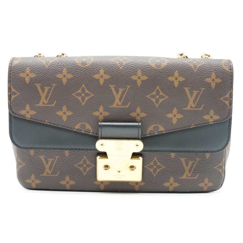 Louis Vuitton Marceau Monogram HandBag Black M46126 Brown Canvas Good - Back View