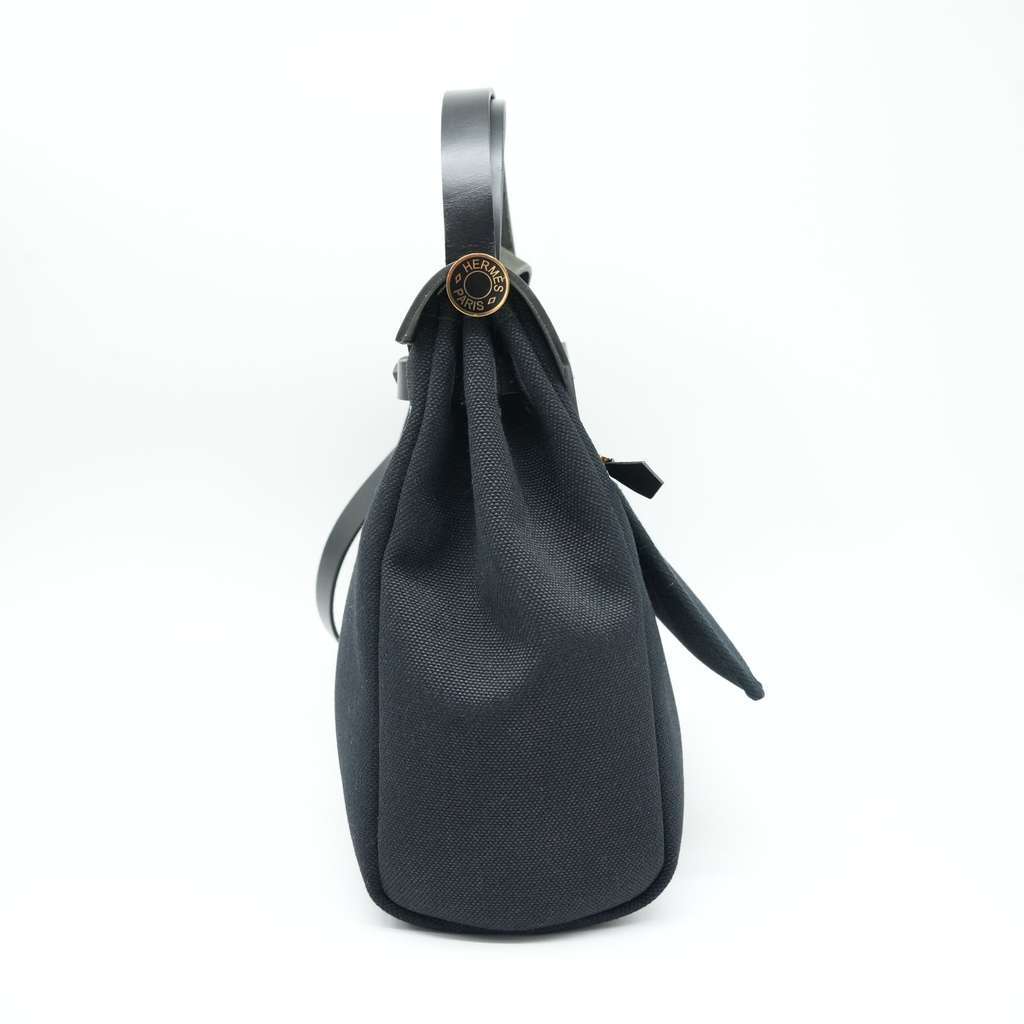 Hermès Herbag 31 Zip Bag Noir Canvas and Leather Stamp K(2025) Black Canvas Good - Back View