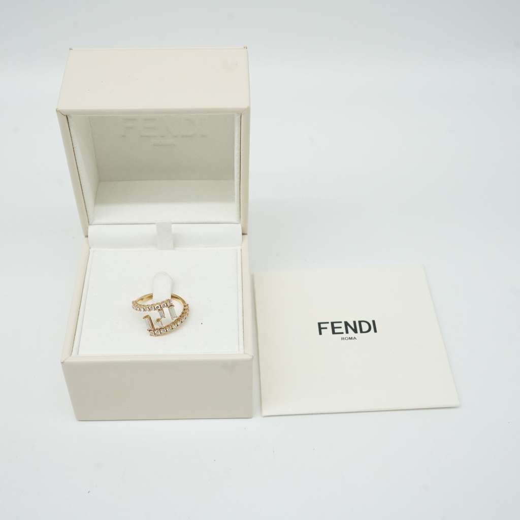 Fendi Gold Ring with Diamonds 3.22g 53(EU) Gold Good - Back View