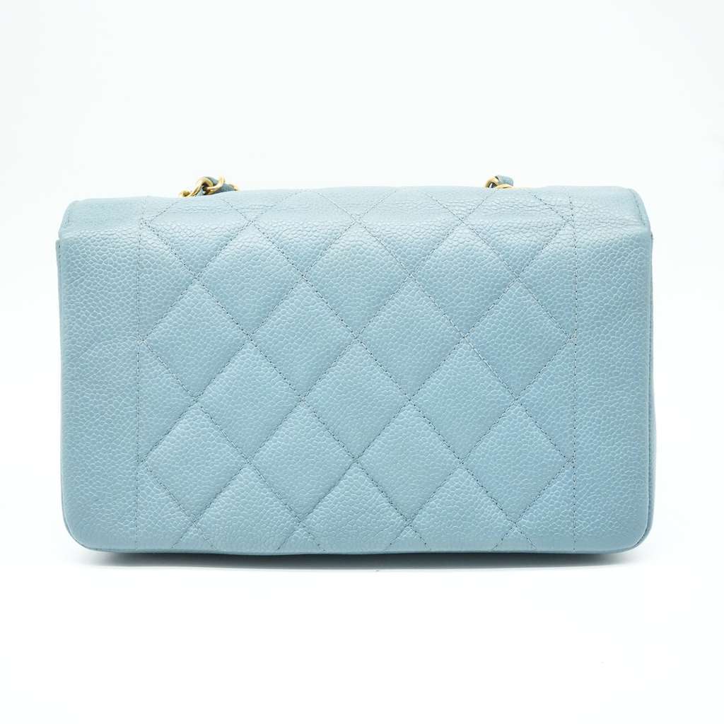 Chanel Diana Flap Bag Caviar Skin Light Blue (1994-1996) Blue Fair - Inside View