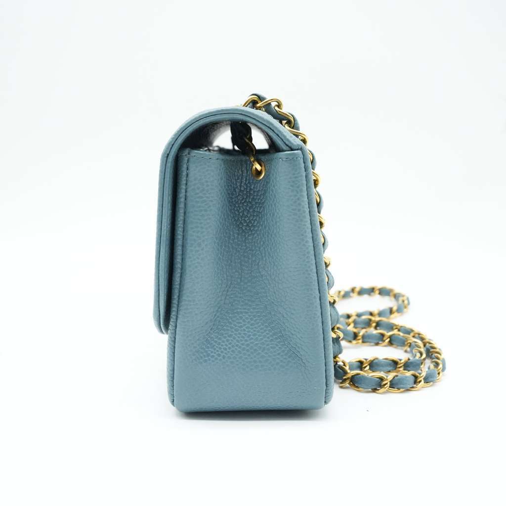 Chanel Diana Flap Bag Caviar Skin Light Blue (1994-1996) Blue Fair - Model View