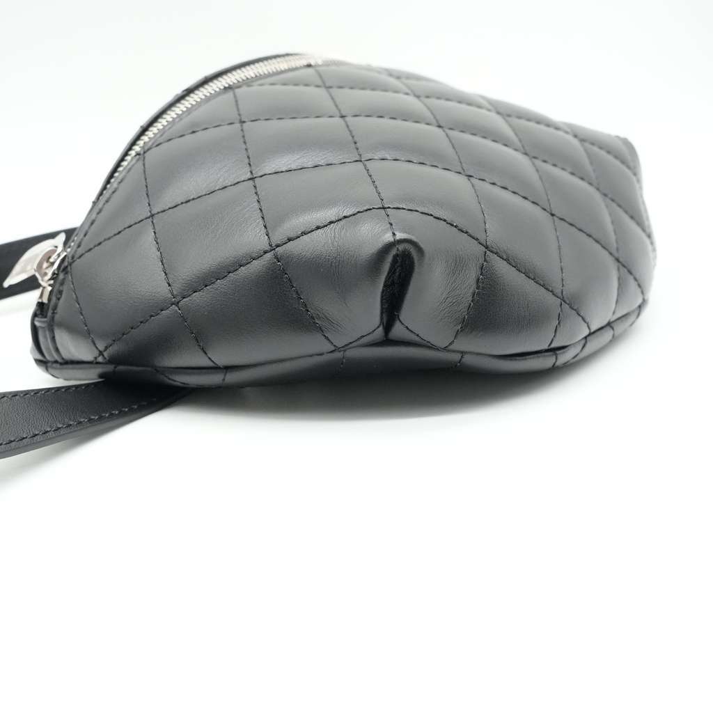 Chanel Uniform Black Quilted Waist Belt Bag Black Leather Good - Box View