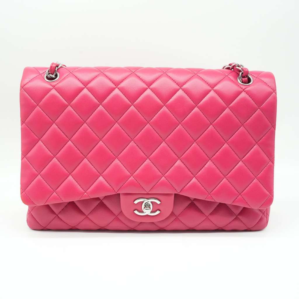 Chanel Maxi Classic Single Flap Pink Lambskin 13089787 Pink Fair - Back View