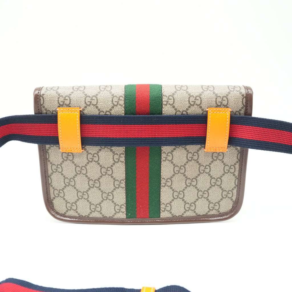 Gucci Small Ophidia Belt Bag GG Supreme Canvas Beige Canvas Good - Model View