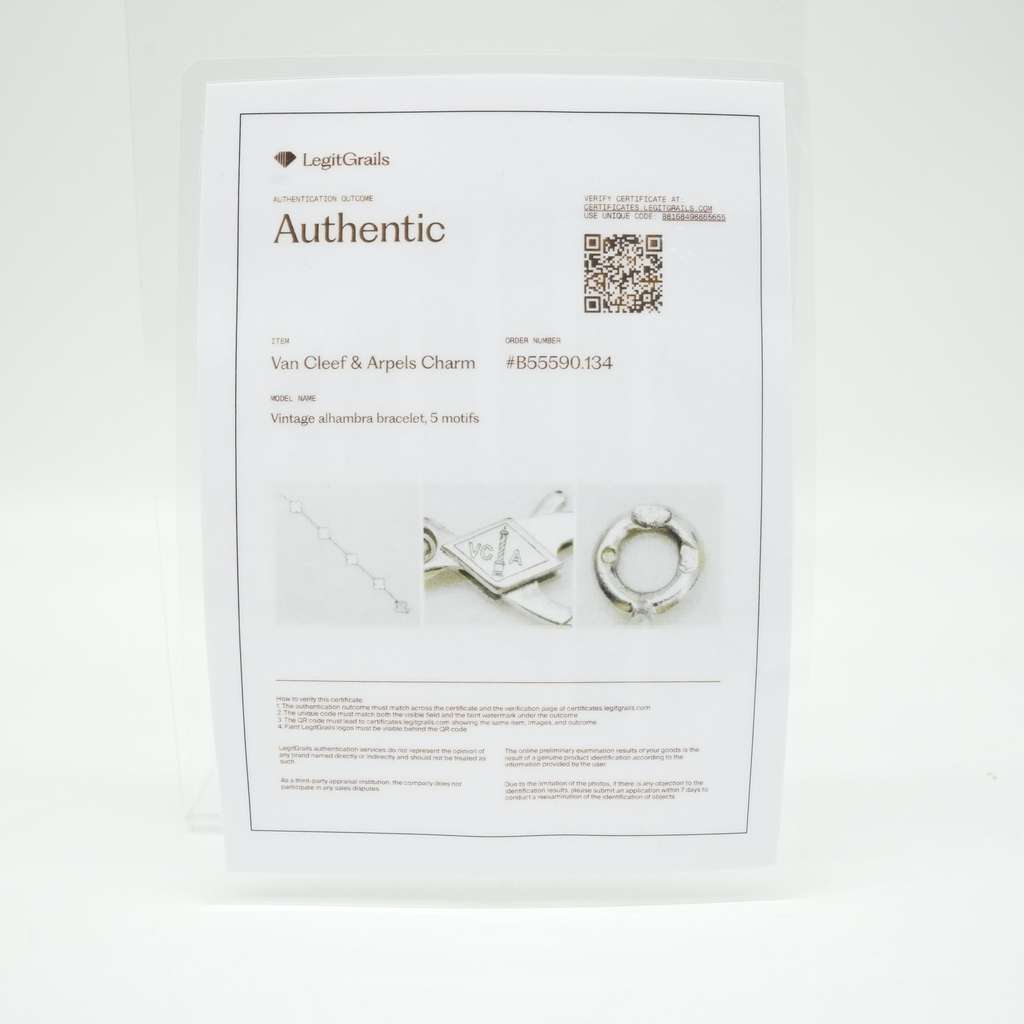 Van Cleef & Arpels Vintage Alhambra 5 Motifs Bracelet Pearl 18K White Gold VCARF48400 White White Gold Good condition - Back View