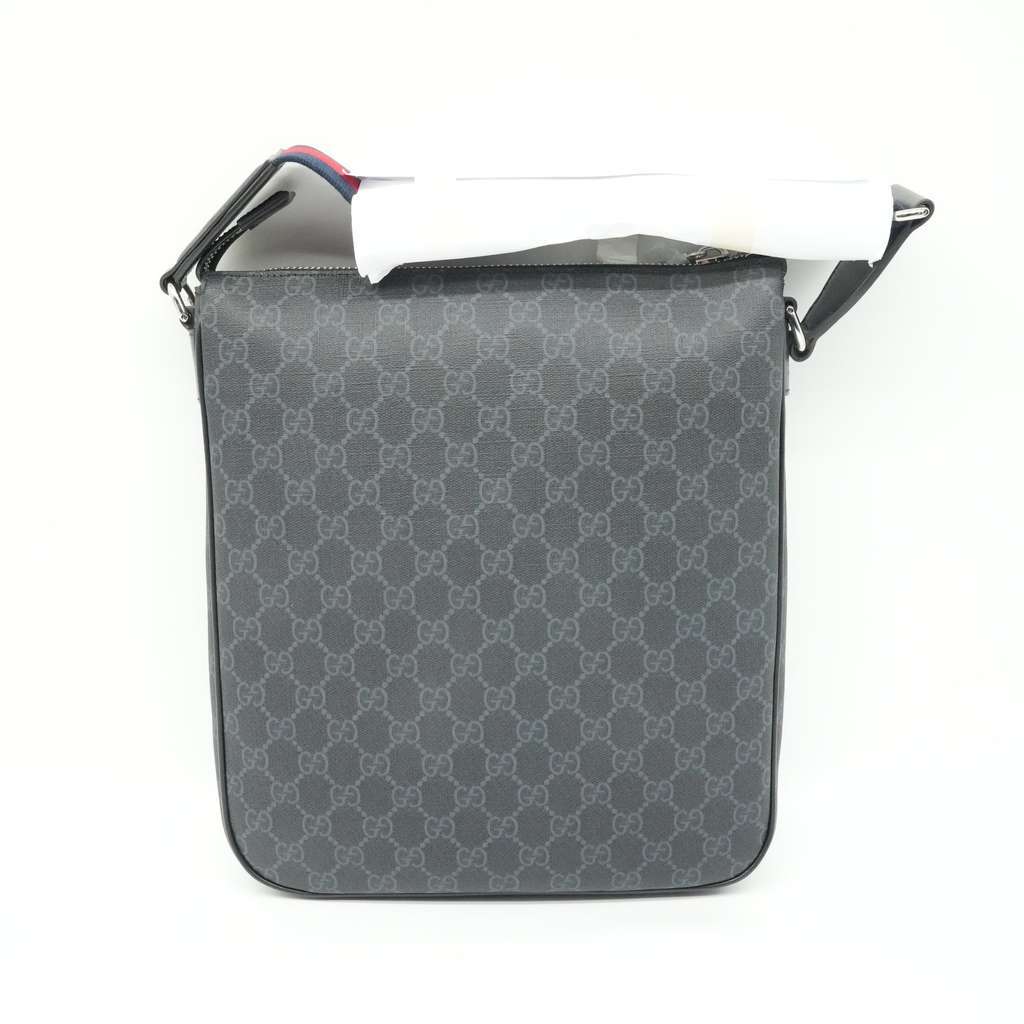 Gucci GG Black Small Messenger Bag Grey Canvas Very good - Inside View