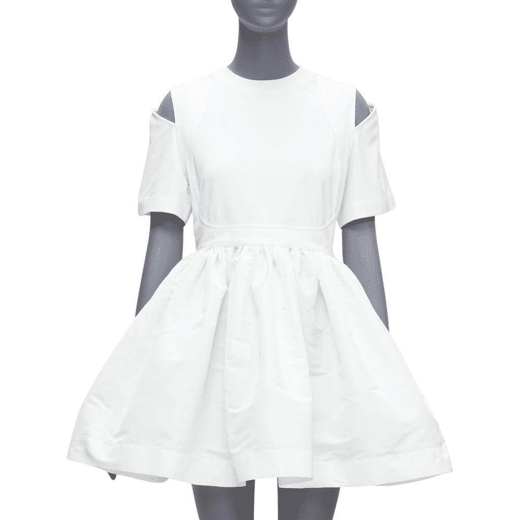 Alexander McQueen Cut Out Dress White Cotton Never worn - Front View
