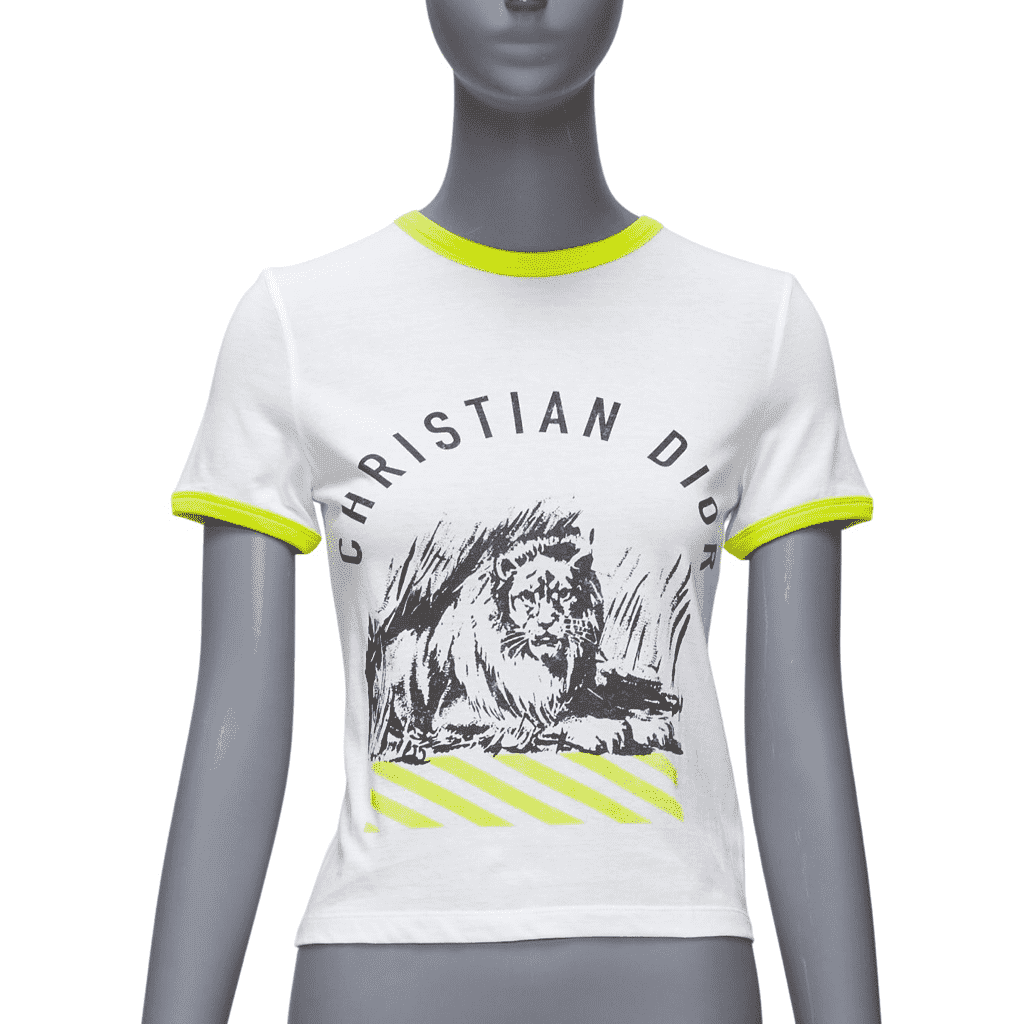 Dior Lion Graphic Tee White Cotton Never worn - Front View