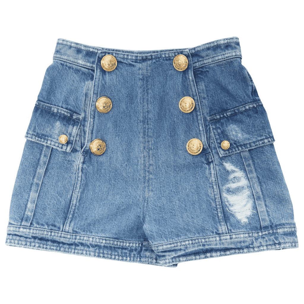 Balmain Distressed Cargo Shorts Blue Never worn - Front View