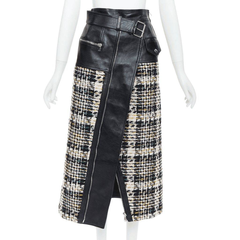 Alexander McQueen Deconstructed Biker Skirt Black Leather Very good - Front View