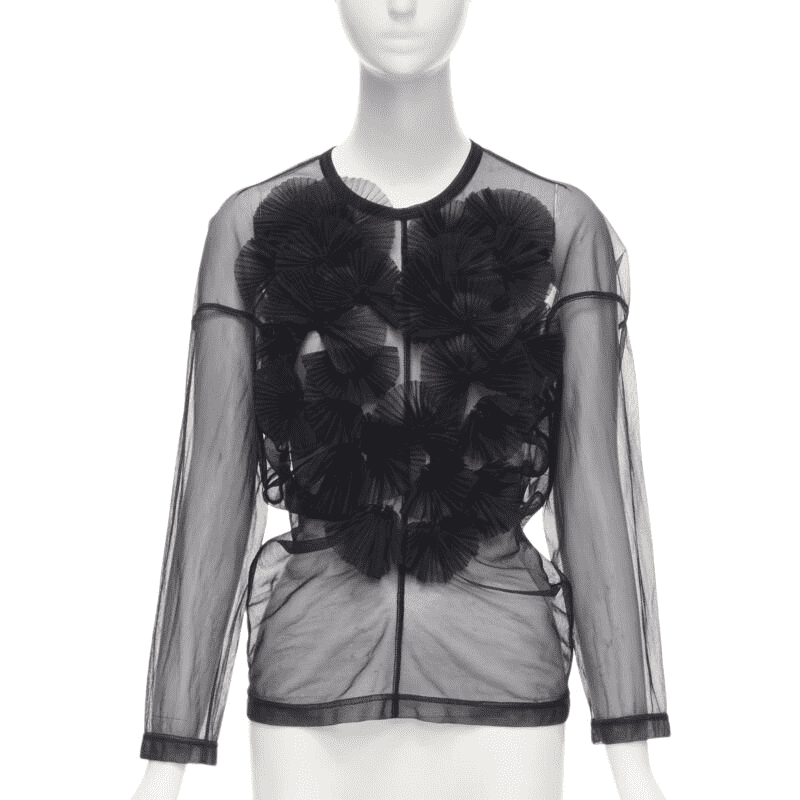 Comme Des Garcons Pleated Ruffle Top Black Good - Front View