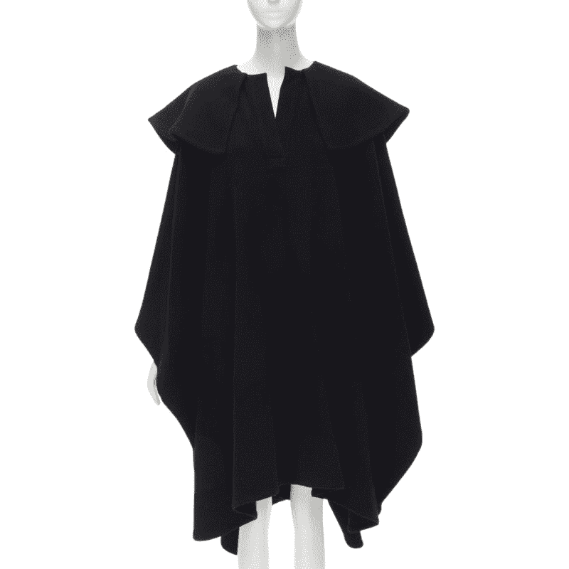 Comme Des Garcons Black Wool Poncho Cape Black Wool Never worn - Front View
