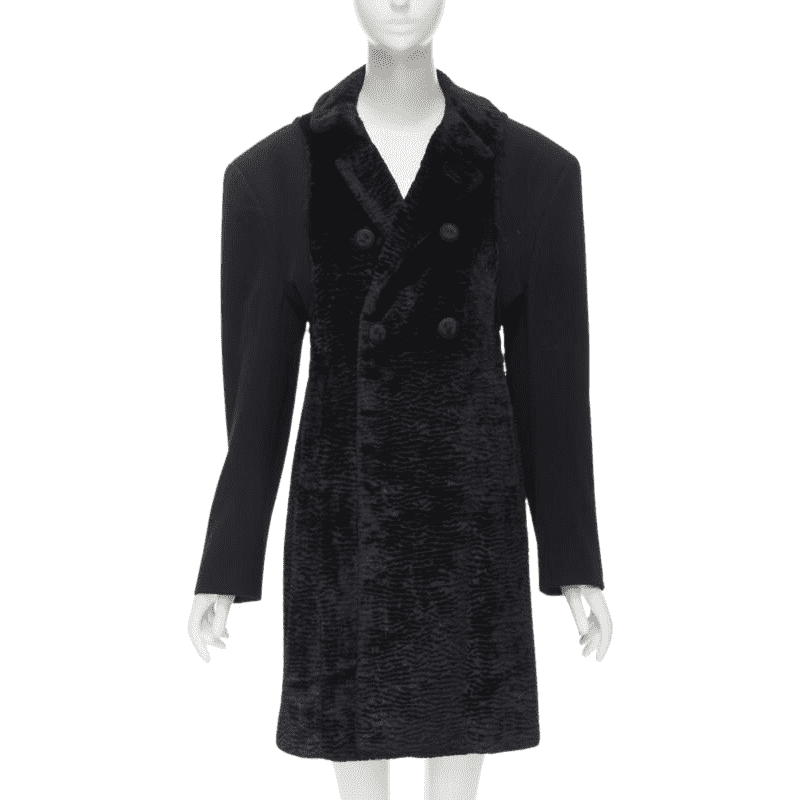 Comme Des Garcons Oversized Faux Fur Coat Black Polyester Never worn - Front View