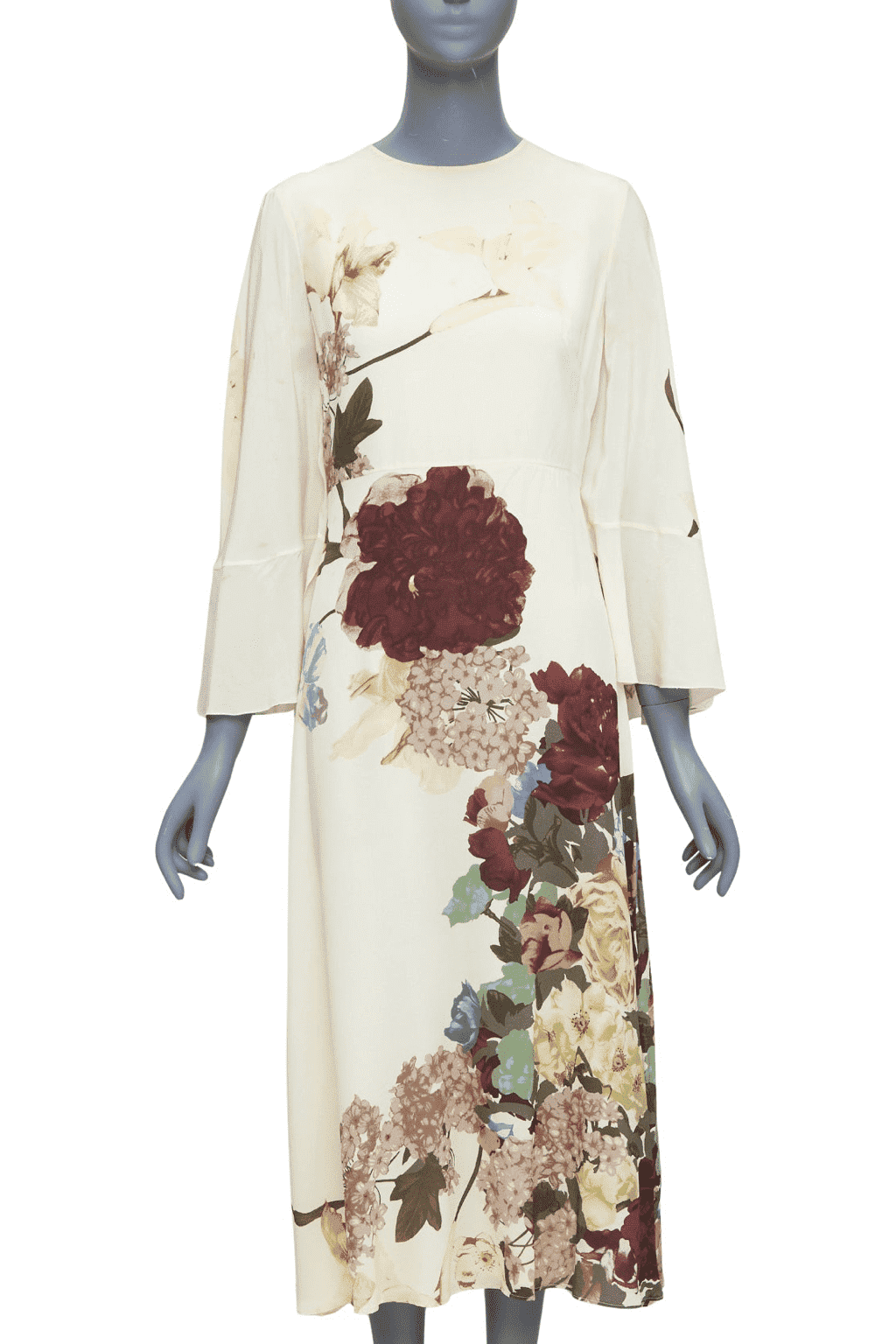 Valentino Cape Ruffle Dress Beige Silk Fair - Front View