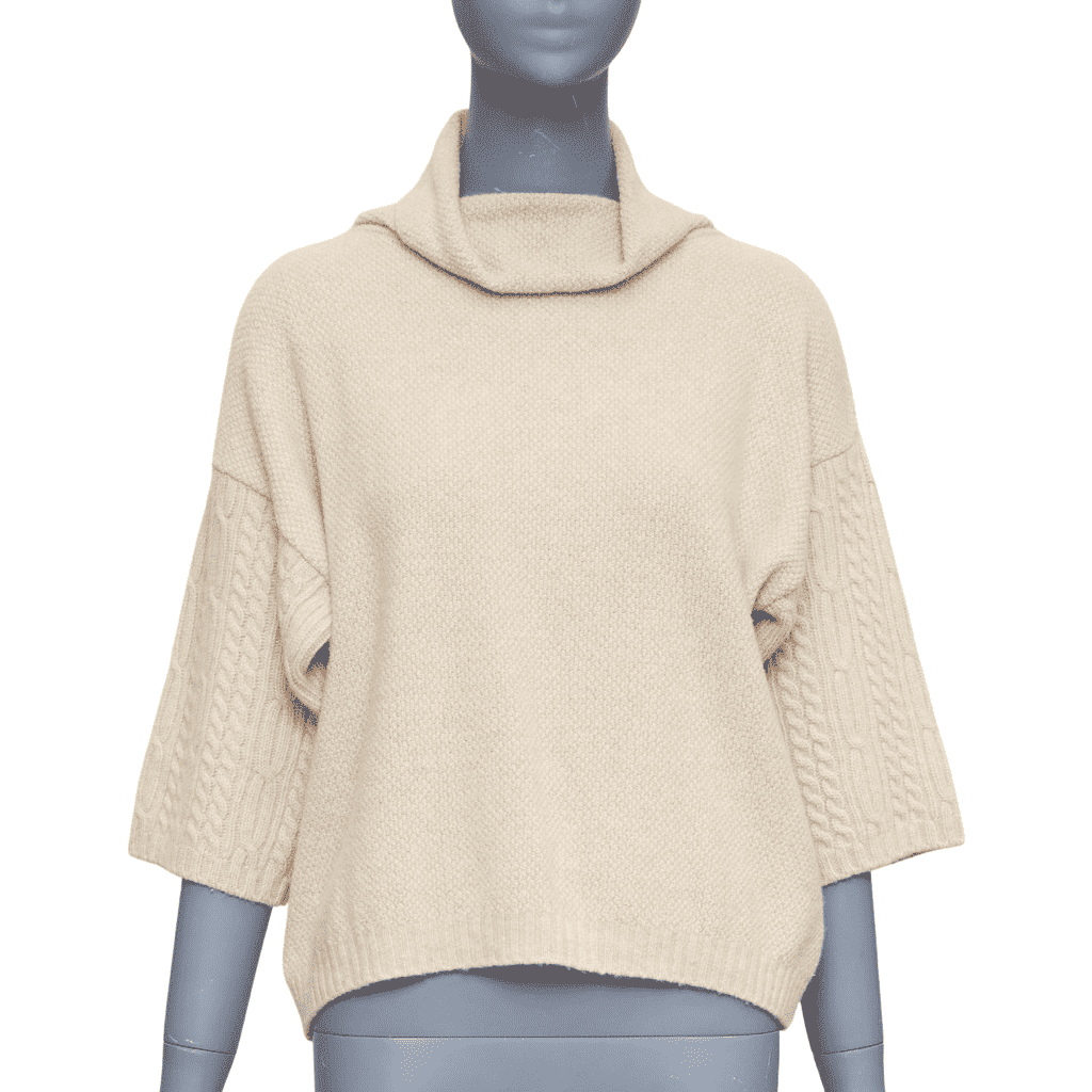 Max Mara Cable Knit Sleeve Sweater Beige Wool Very good condition - Front View