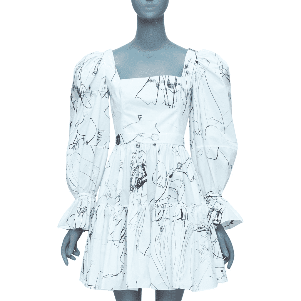 Alexander McQueen Sketch Puff Dress White Cotton Never worn - Front View