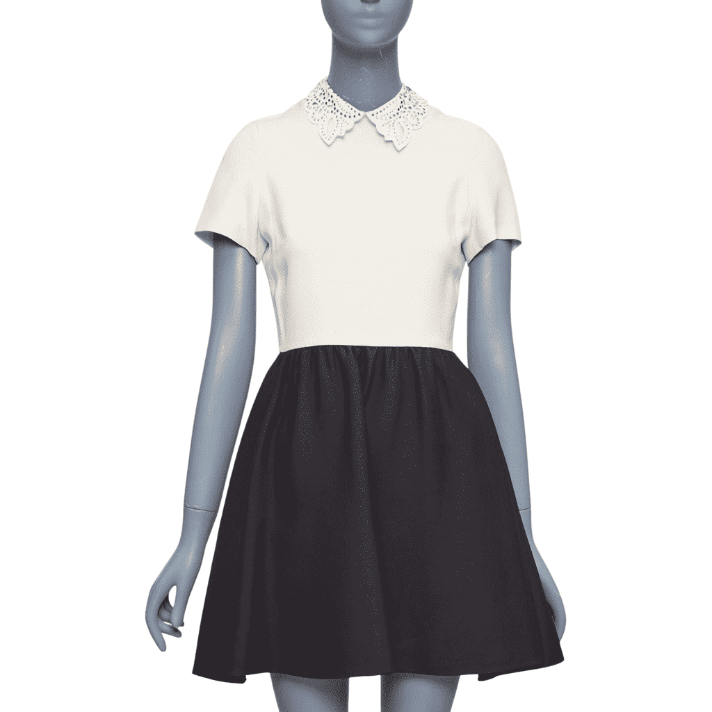 Valentino Studded Collar Dress Beige Wool Good - Front View