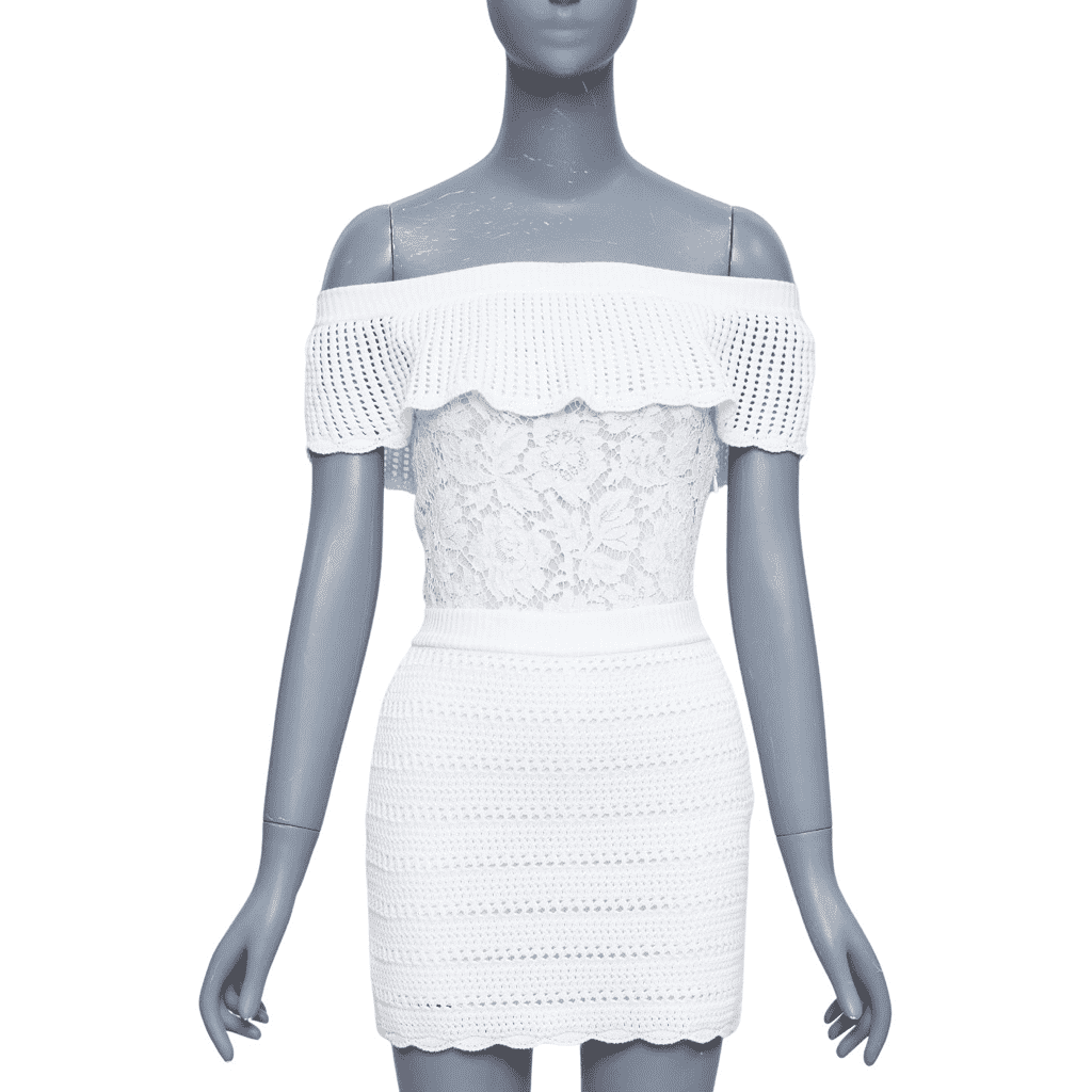 Valentino Off Shoulder Playsuit White Cotton Good - Front View