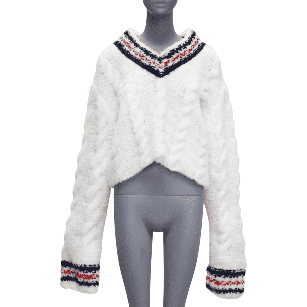 Thom Browne Varsity Knit Sweater White Never worn - Front View