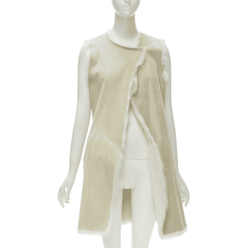 Theory Beige Shearling Suede Vest Beige Fur Very good - Front View