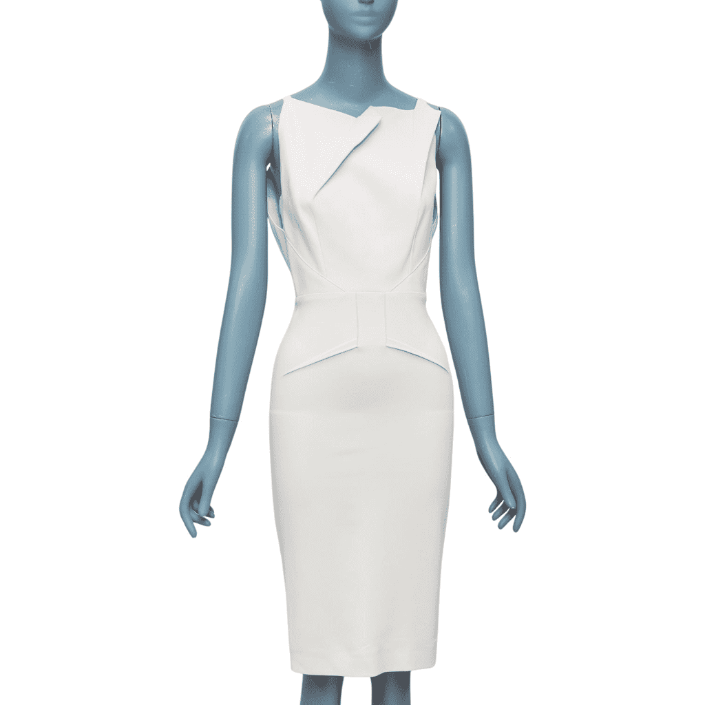 Roland Mouret Origami Pleat Dress Beige Good - Front View