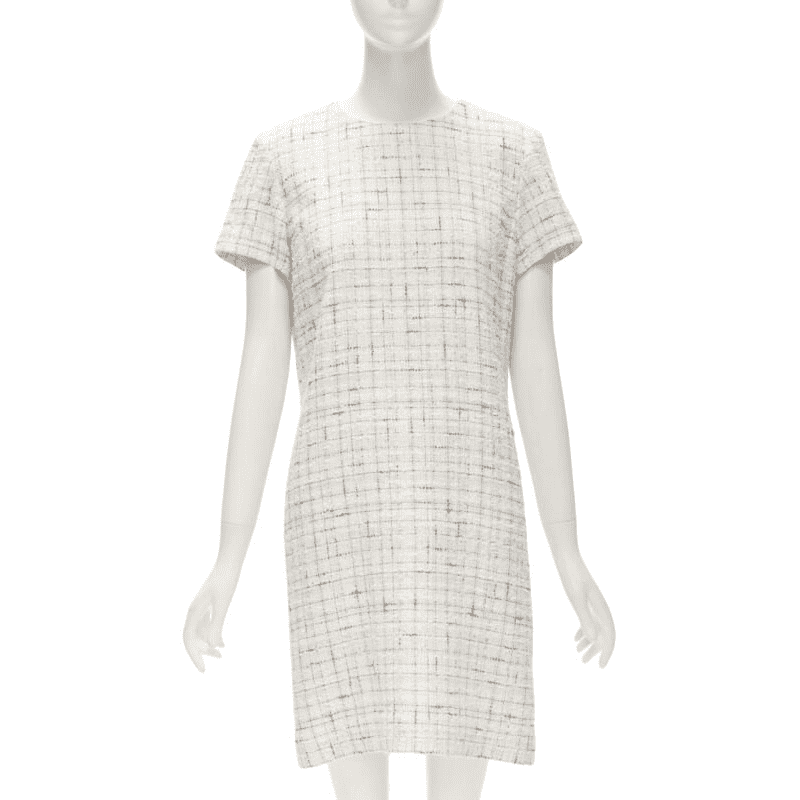 Chanel Check Tweed Dress Pink Tweed Very good - Front View
