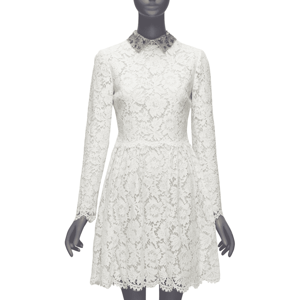 Valentino Garavani Sequin Bridal Dress Beige Cotton Never worn - Front View