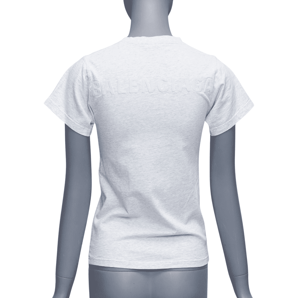 Balenciaga Logo Embroidery Tee Grey Cotton Very good - Front View
