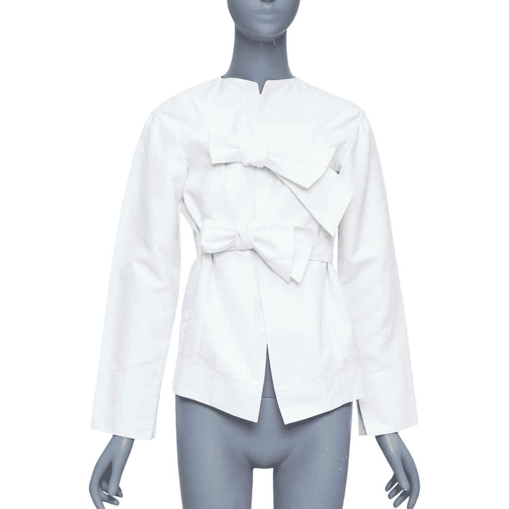 Celine Tie Front Jacket Beige Cotton Fair - Front View
