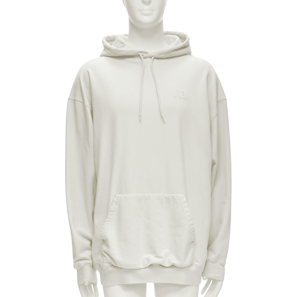Balenciaga Logo Oversized Hoodie Beige Cotton Never worn - Front View