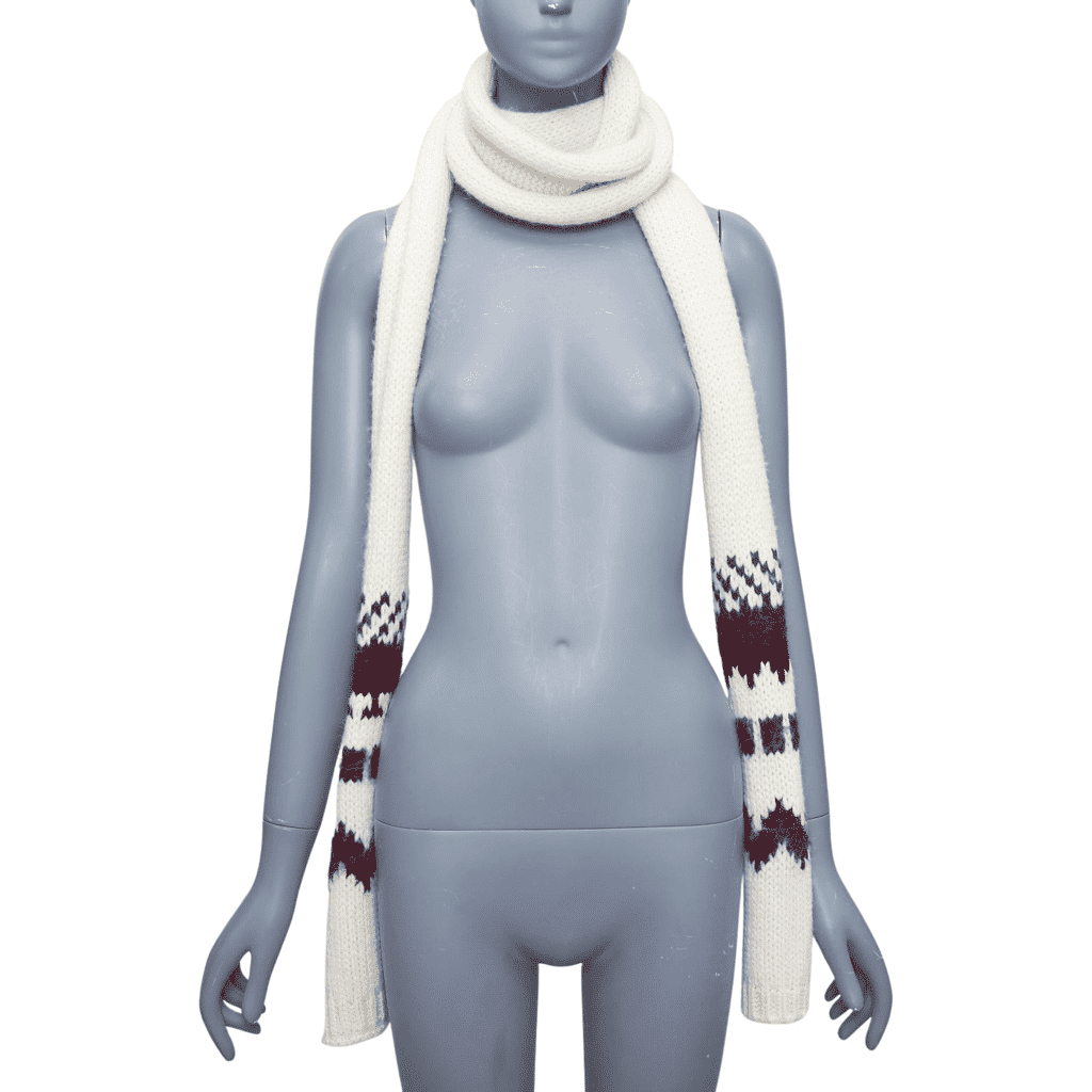 Saint Laurent Aztec Wrap Scarf Beige Wool Never worn - Front View