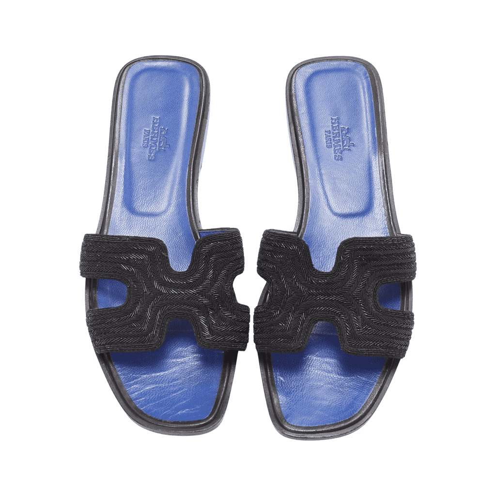 Hermès Beaded Insole Sandals Black Plastic Very good condition - Front View