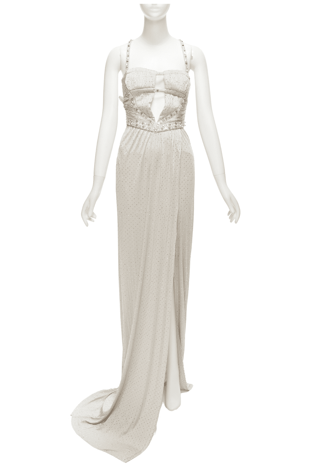 Versace Crystal Harness Dress Silver Viscose Good condition - Front View