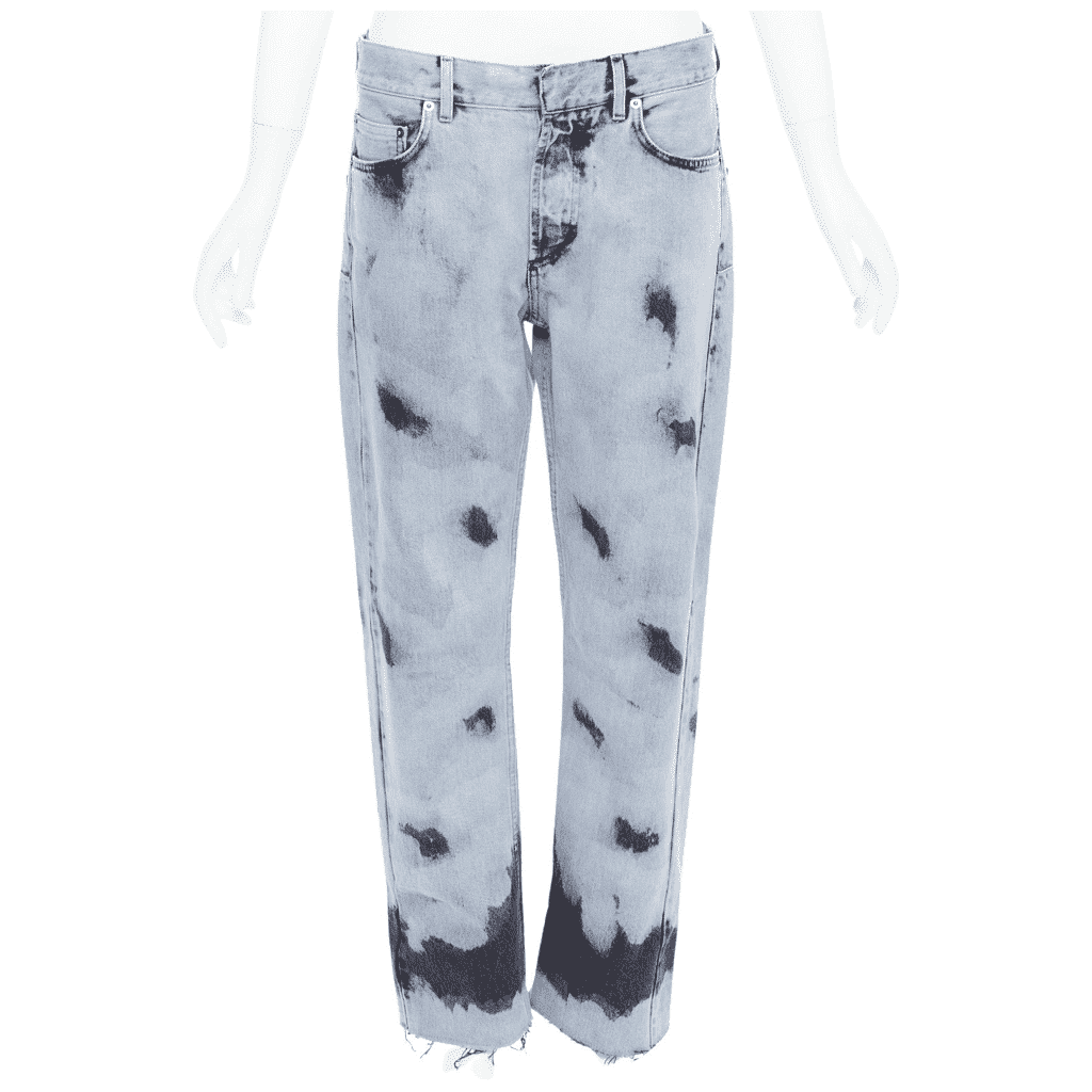Dior Paint Effect Cropped Jeans Blue Cotton Very good - Front View