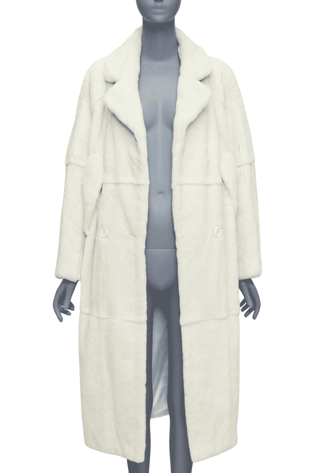 Unsigned Patchwork Fur Long Coat Beige Fur Good - Front View