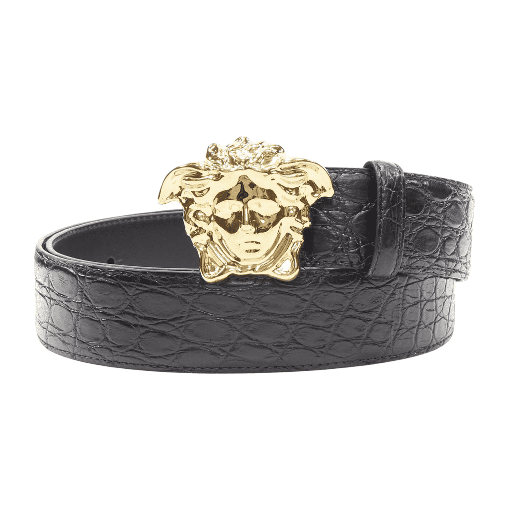 Versace Medusa Coin Black Belt Black Leather Never worn, with tag - Front View