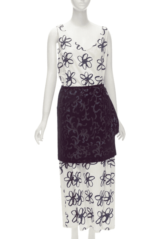 Comme Des Garcons Velvet Wrap Dress Blue Cotton Very good - Front View