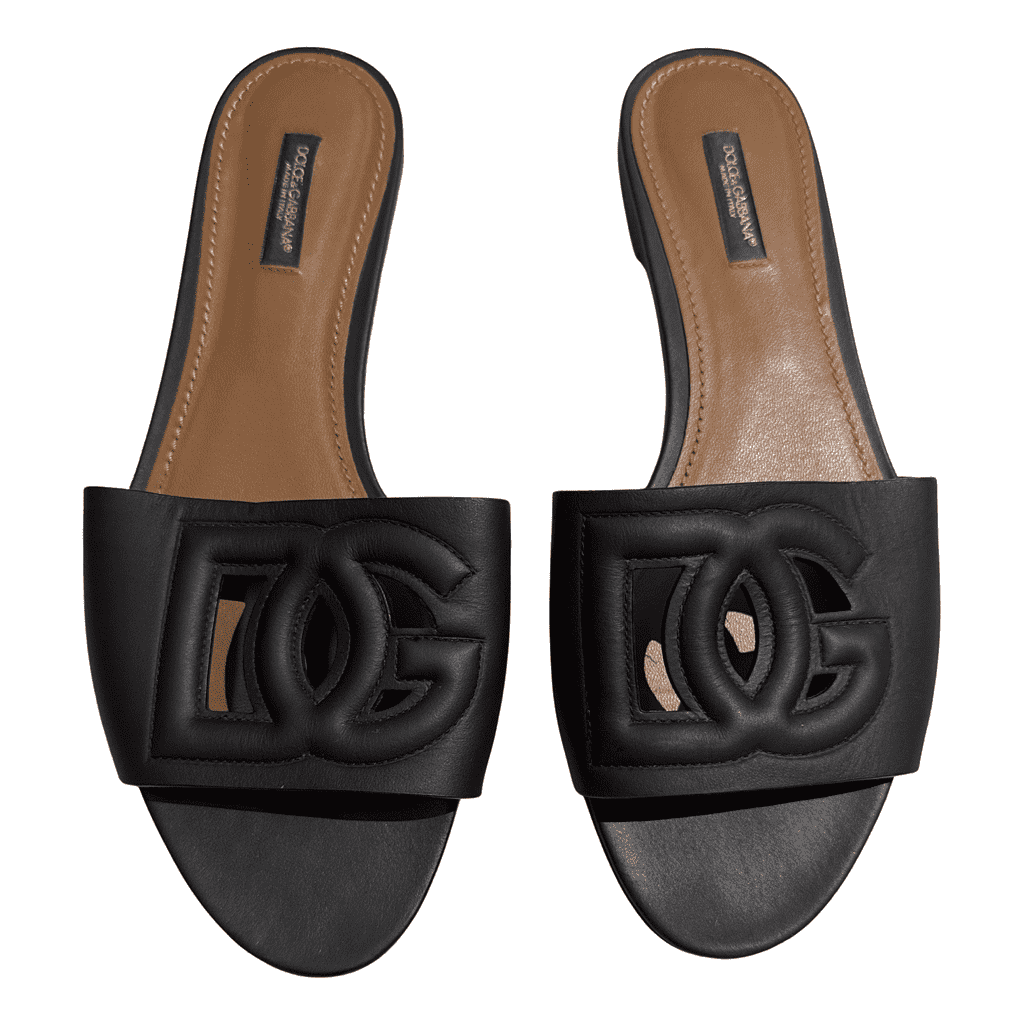 Dolce & Gabbana Millennials Sandals Black Leather Good condition - Front View