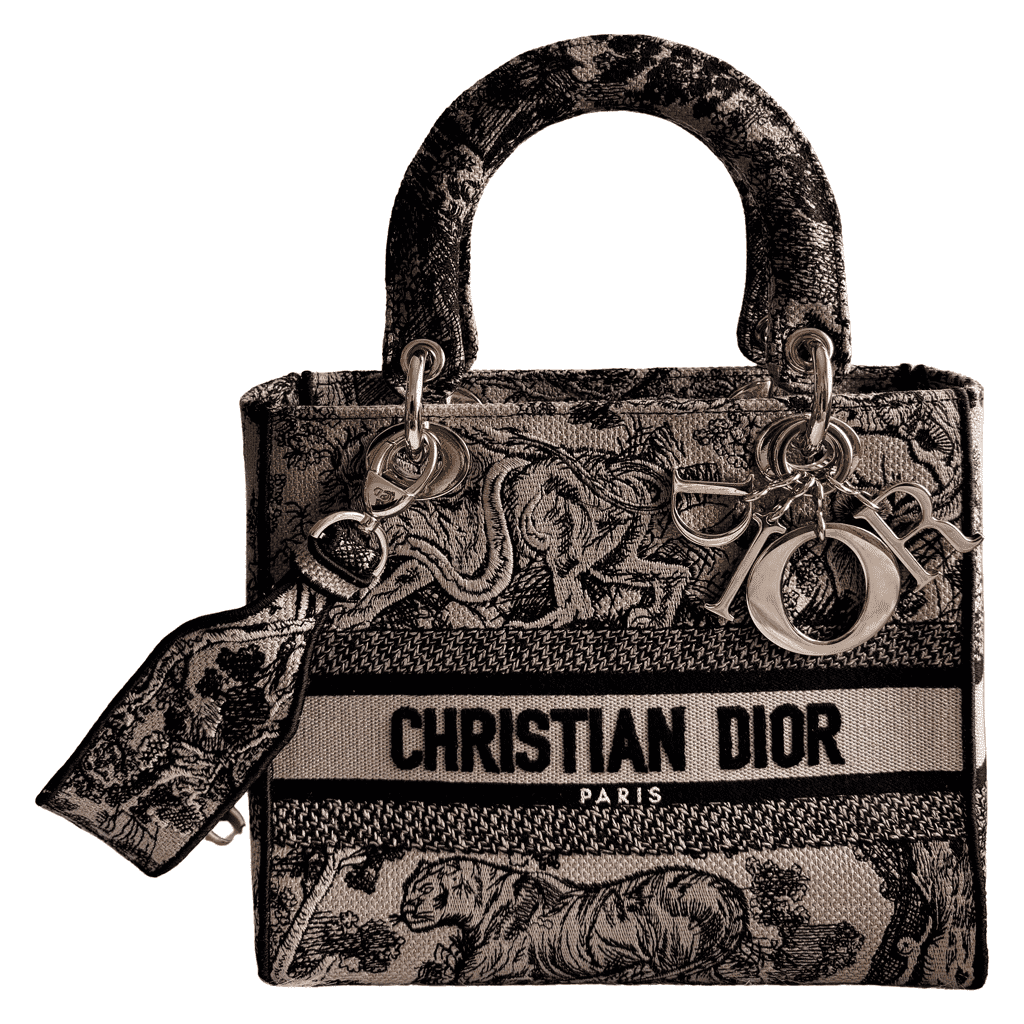 Christian Dior Lady D-Lite Medium Beige Cotton Metal Very good condition - Front View