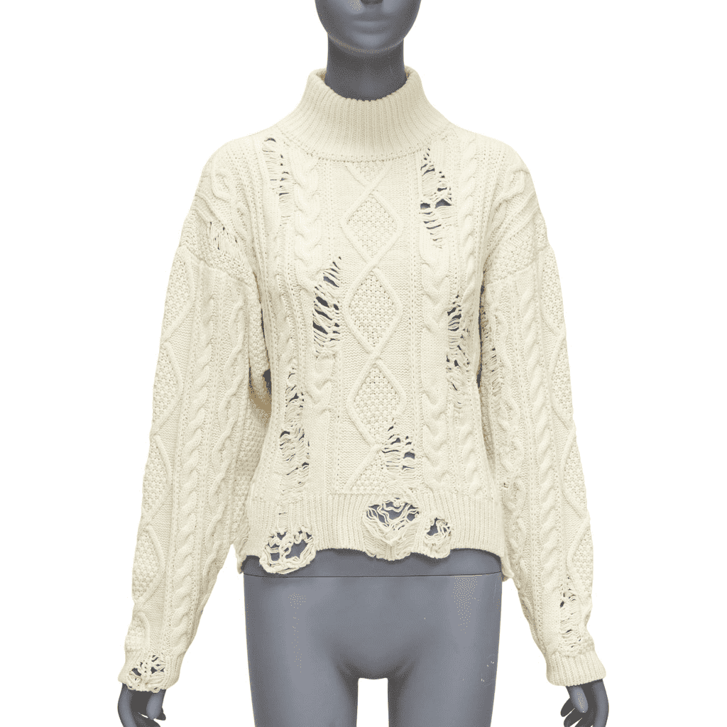 Miharayasuhiro Distressed Cable Sweater Ecru Never worn - Front View