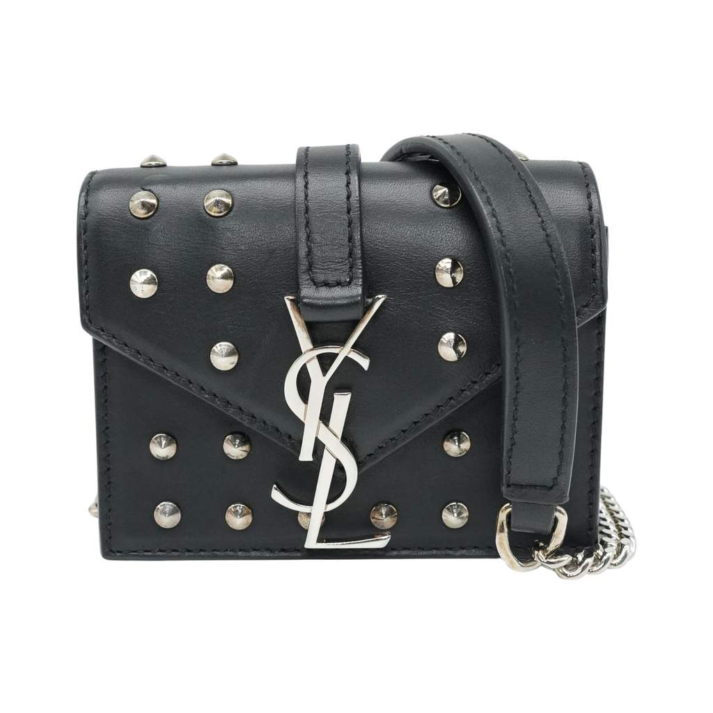Yves Saint Laurent Calfskin Studded Mini Bag Black Good condition - Front View