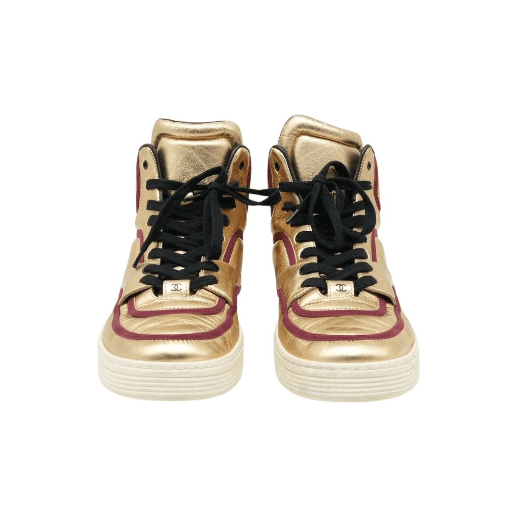 Chanel Ankle Strap Leather Trainers Gold Size 41 Gold Leather Good condition - Front View