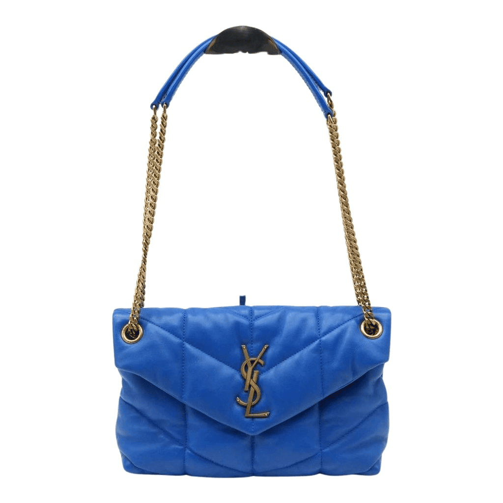 Saint Laurent Loulou Blue Quilted Leather Small Shoulder Bag Blue Leather Good - Front View