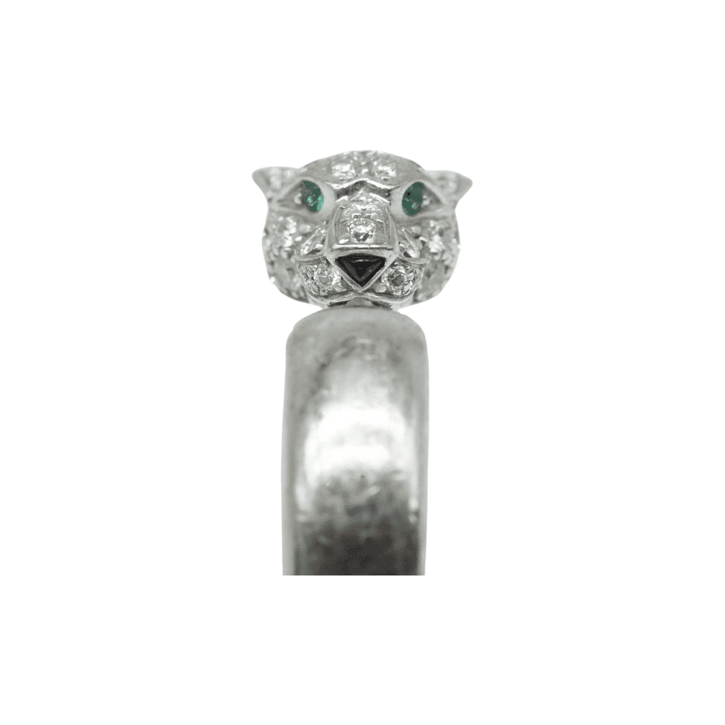 Cartier Panthère de Cartier Ring 49, K18WG, Half-Paved 5.2mm 10.21g Gold White Gold Good - Front View