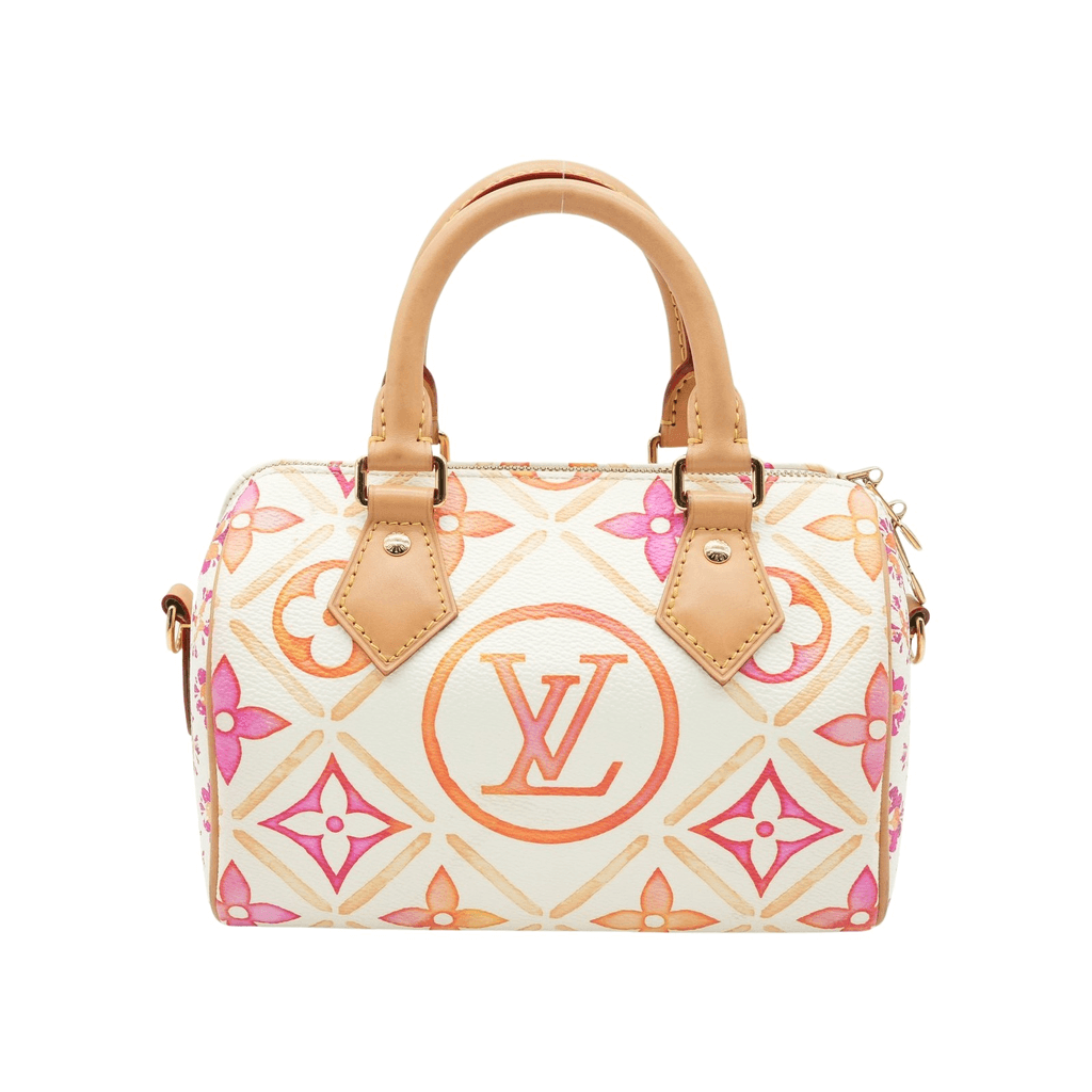 Louis Vuitton Speedy 20 Bandouliere Coral Monogram Tile Canvas Orange Canvas Good - Front View